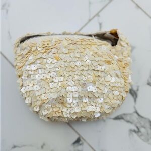 Viral TikTok Beaded Bag Square Shell Cream Handbag NWT